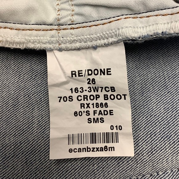 RE/DONE Size 26 70s Stove Pipe Denim Jeans True Indigo $275 msrp Blue I6-6 - Picture 8 of 8